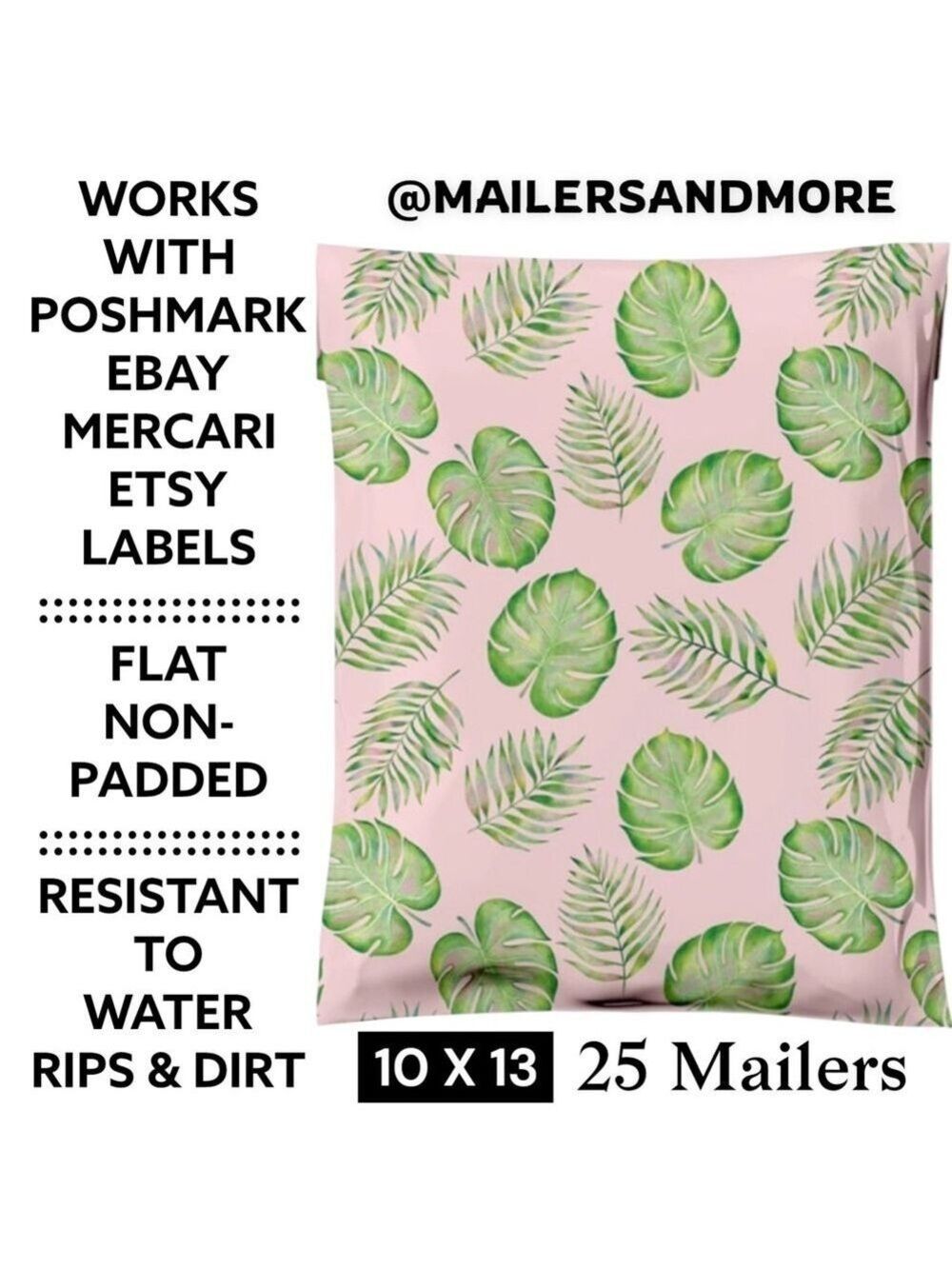 25 10X13 Poly Mailers Palm Leaves, Shipping Envelopes PRICE IS FIRM - Picture 3 of 16